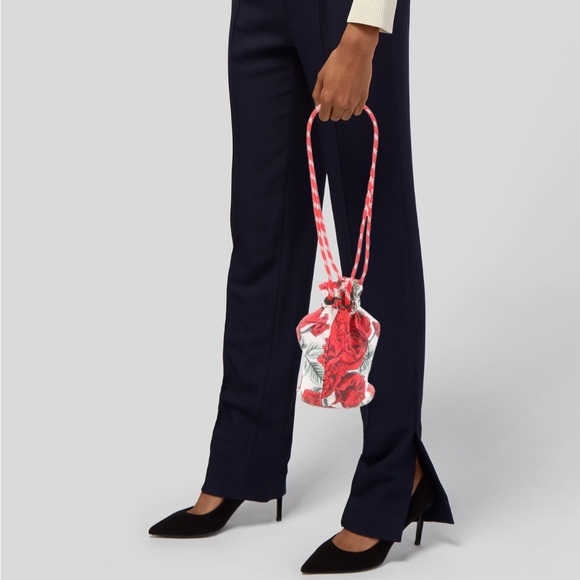 GANNI Recycled Tec Seasonal Drawstring Clinch Bucket Bag Rose Brazil Print - Picture 11 of 11